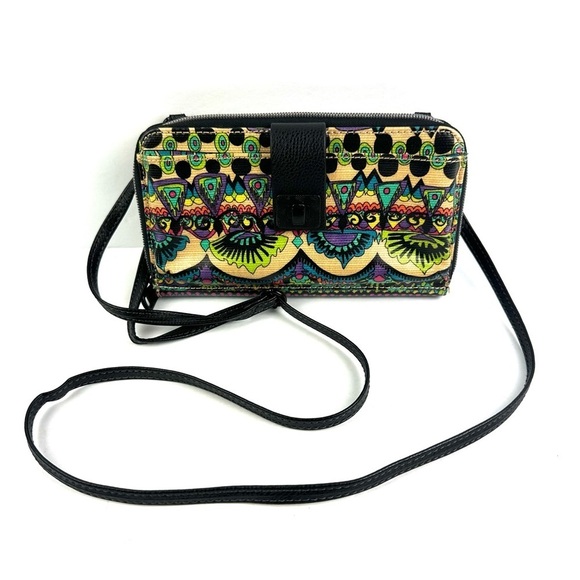 Sakroots Artist Circle Crossbody Wallet Coated Canvas Spirit Desert Elephant - Picture 1 of 7